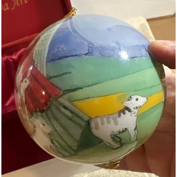 Ne Qwa Art Christmas Ornament Glass Hand Painted Angel Shepherd Red Velvet Box - Picture 6 of 12